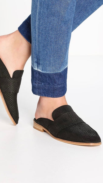 Free People Textile At Ease Loafer Black Snake Mule Backless