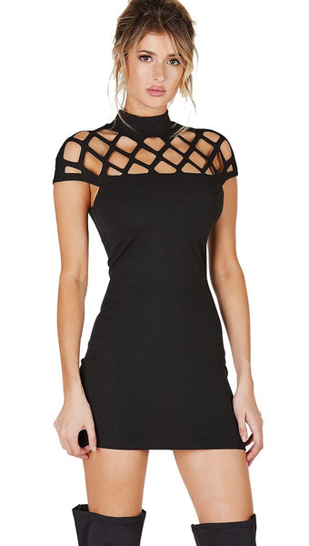 Jessyka Robyn Spike Studded Bra Club Dress in Black @ Apparel Addiction -  Mini dress - Little Black Dress - Fitted - Cut out – ShopAA