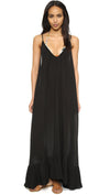 9Seed Paloma Cover Up Ruffle Maxi Dress Black | ShopAA