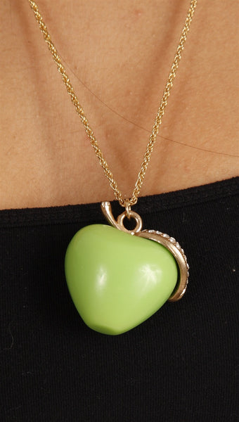 Green Apple Rhinestone Necklace by Funky Girl Bling Jewelry Apparel Addiction ShopAA