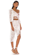For Love & Lemons Dallas One Shoulder White Lace Cut Out Floral Asymmetrical Dress l ShopAA