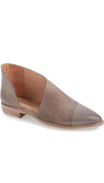 Free People Royale Flat Leather Grey Cut Out d'Orsay Shoes I ShopAA