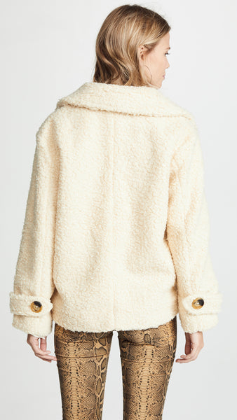 Free People So Soft Cozy Peacoat Ivory Coat Jacket Fur ShopAA