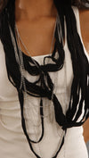Jessyka Robyn Thin Scarf Chain Necklace in Black