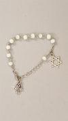 Jewish Rosary Beads Star & Hamsa Bracelet in White