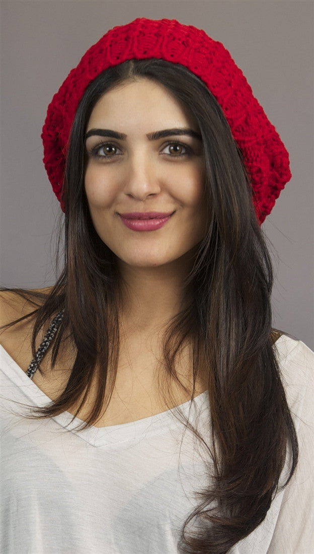 Slouchy Beret Crochet Pattern Hat in Red from Kinkate  display picture 1