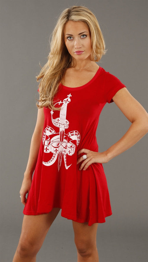 Lauren Moshi Fleur De Lies T Shirt Dress in Cherry