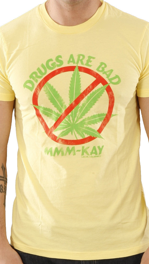 Local Celebrity Mens Drugs Marijuana Crew Neck Tee Shirt Yellow 