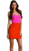 Naven Two Tone Bombshell Dress in Hot Pink Orange