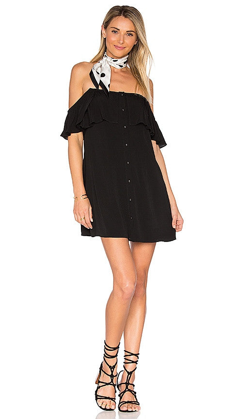 may mini dress privacy please Privacy Please Norval Dress Black Draped Off Shoulder Button l ShopAA