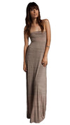 Testament Strapless Maxi Draped Open Cowl Back Olive Green