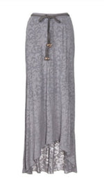 Testament Maxi Skirt W/ Braided Bead Belt in Grey