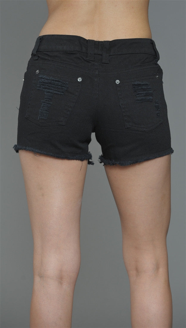 Tripp NYC The Apocalyptic Ripped & Studded Jean Short