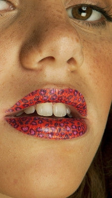 Violent Lips Cheetah Tattoo in Coral