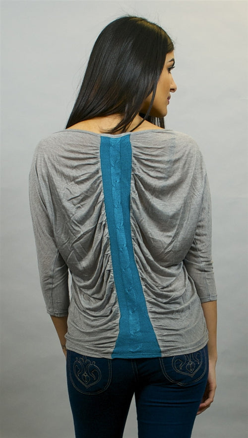 Woodleigh Crochet Trim Back in Grey with Blue