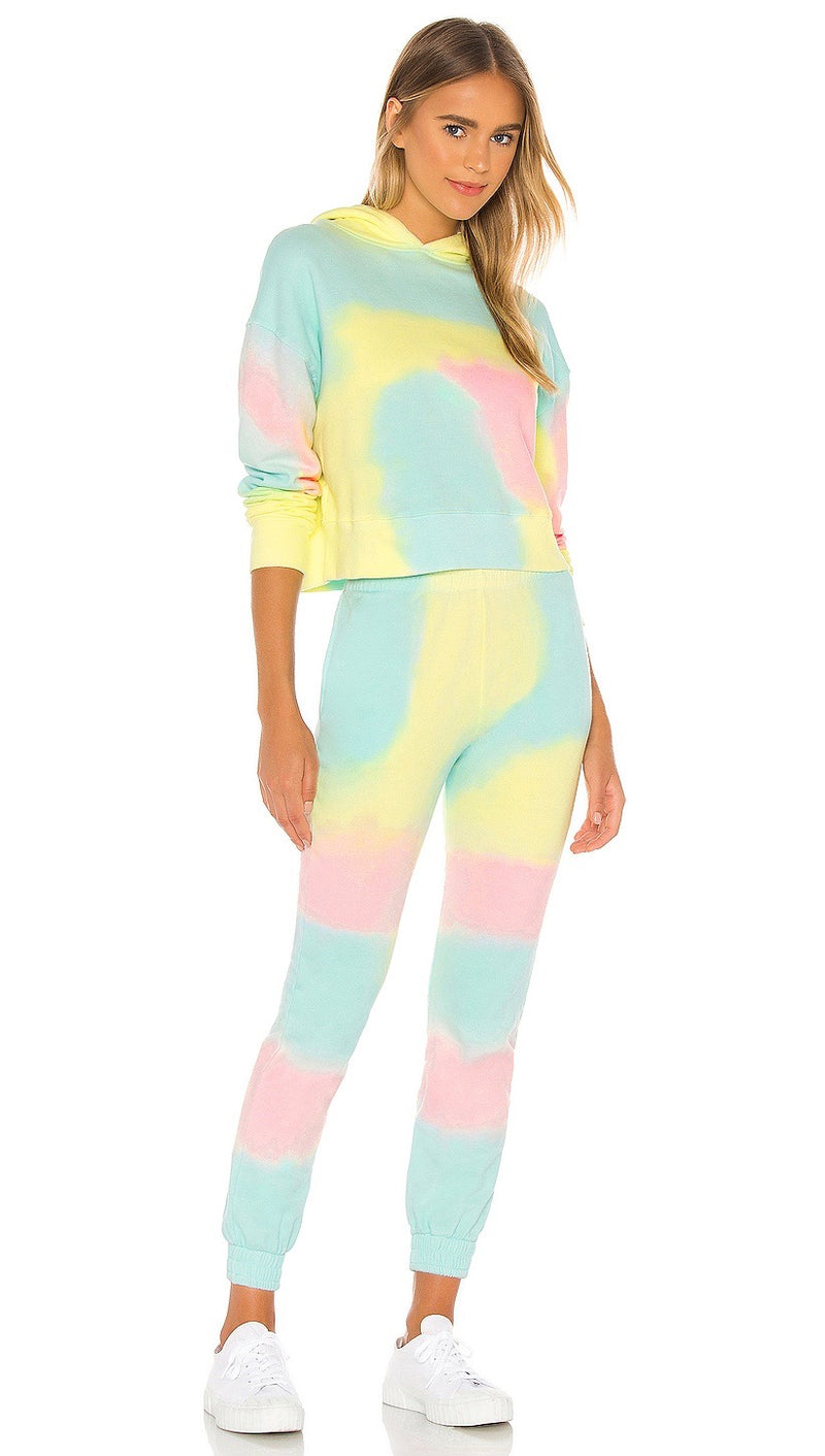 Frankies Bikinis Burl Rainbow Tie Dye Crop Sweatshirt Top I ShopAA