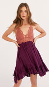 Free People Adella Slip Dress Copper Combo Lace Crochet | ShopAA