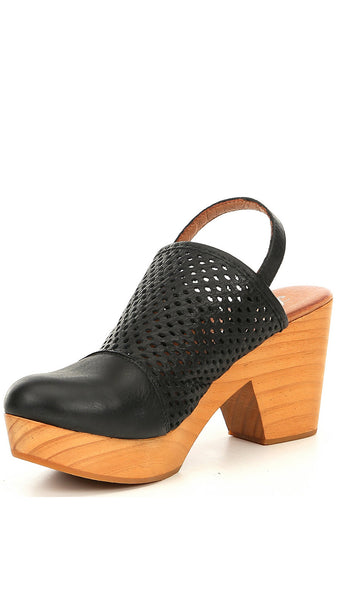 Free People Logan Black Leather Clogs Wood Heel Platform Shoes I ShopAA