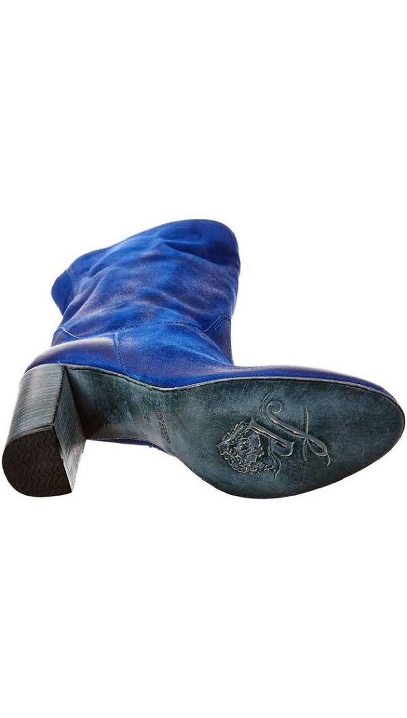 Free People Dakota Heel Boot Cobalt Blue Suede Leather Slouchy Ankle Boots
