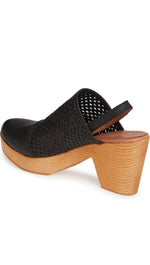 Free People Logan Black Leather Clogs Wood Heel Platform Shoes I ShopAA