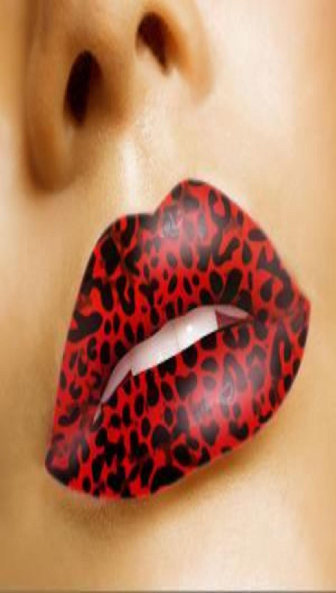 Red Leopard Print Temporary Lip Tattoo by Violent Lips @ Apparel Addiction  - Lipstick - Lipsticker
