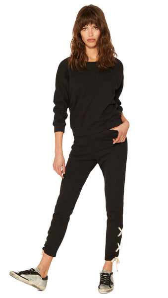 n:Philanthropy Emery Lace Up Ankle Skinny Crop Sweatpants Black