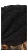 Plush Diamond Cable Knit Beanie Hat Black Fleece Lined | ShopAA