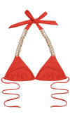 Pretty in Pearls Poppy Red Triangle Bikini Top | Beach Bunny Swimwear 