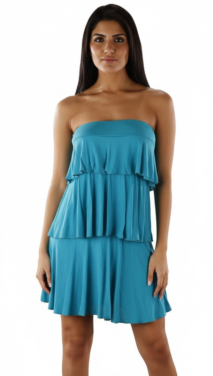 Revolver Lori layered Tube Dress in Turqouise