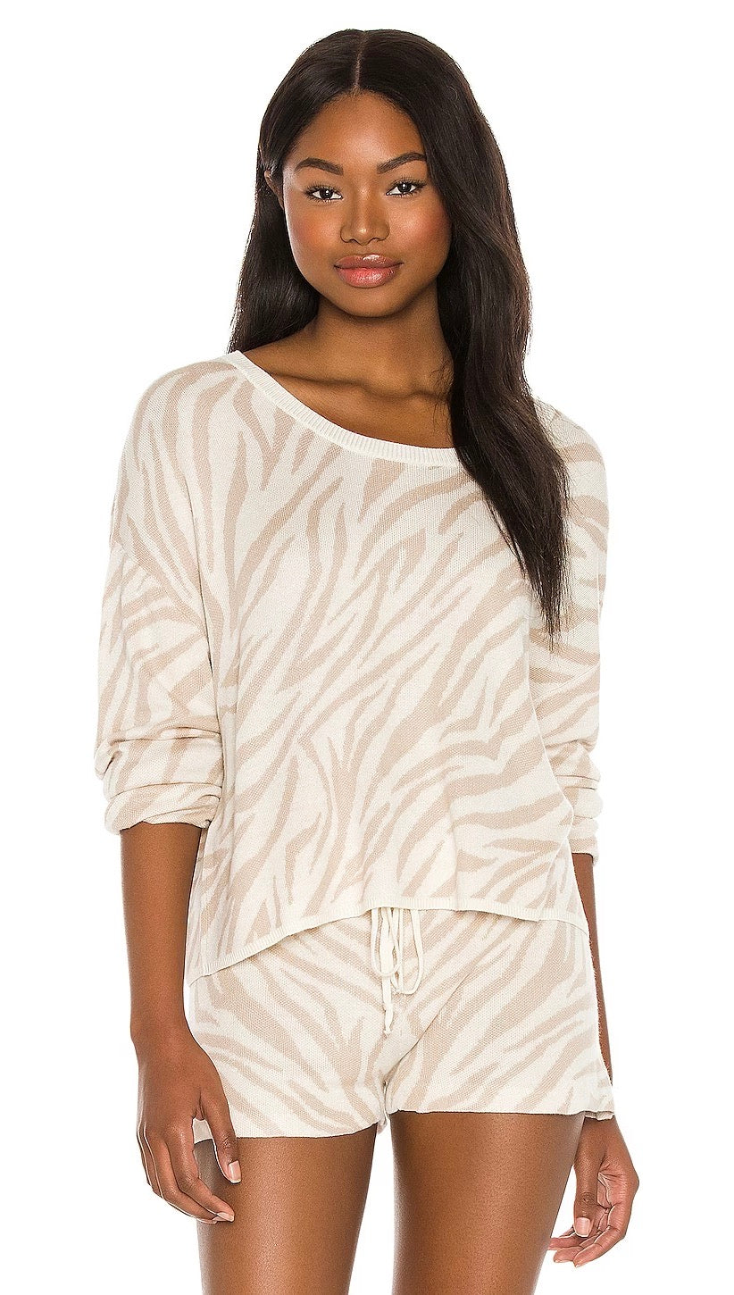 beach riot newport sweater moonlight zebra print