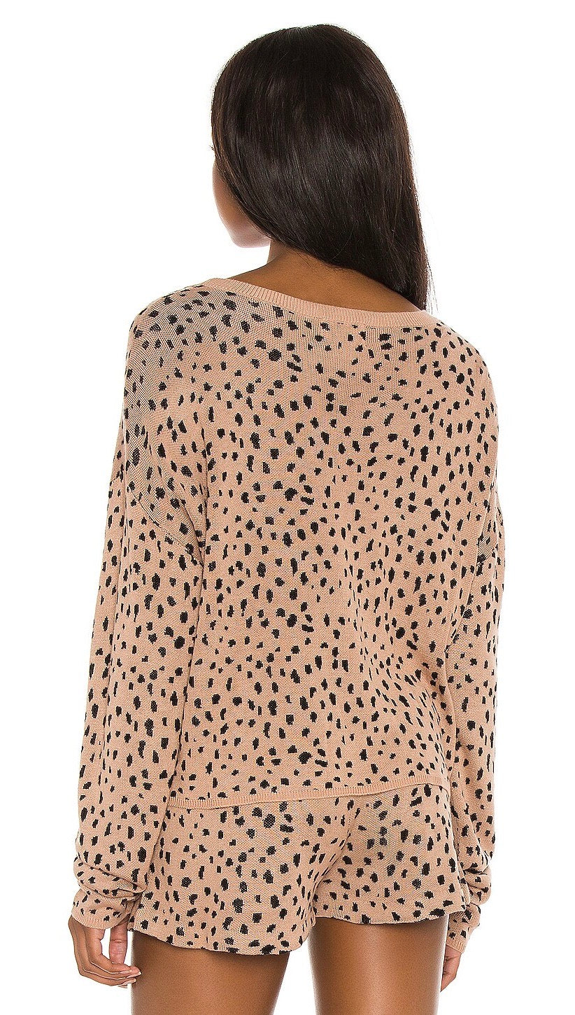 Beach Riot Newport Sweater Taupe Spot Beach Cover Up