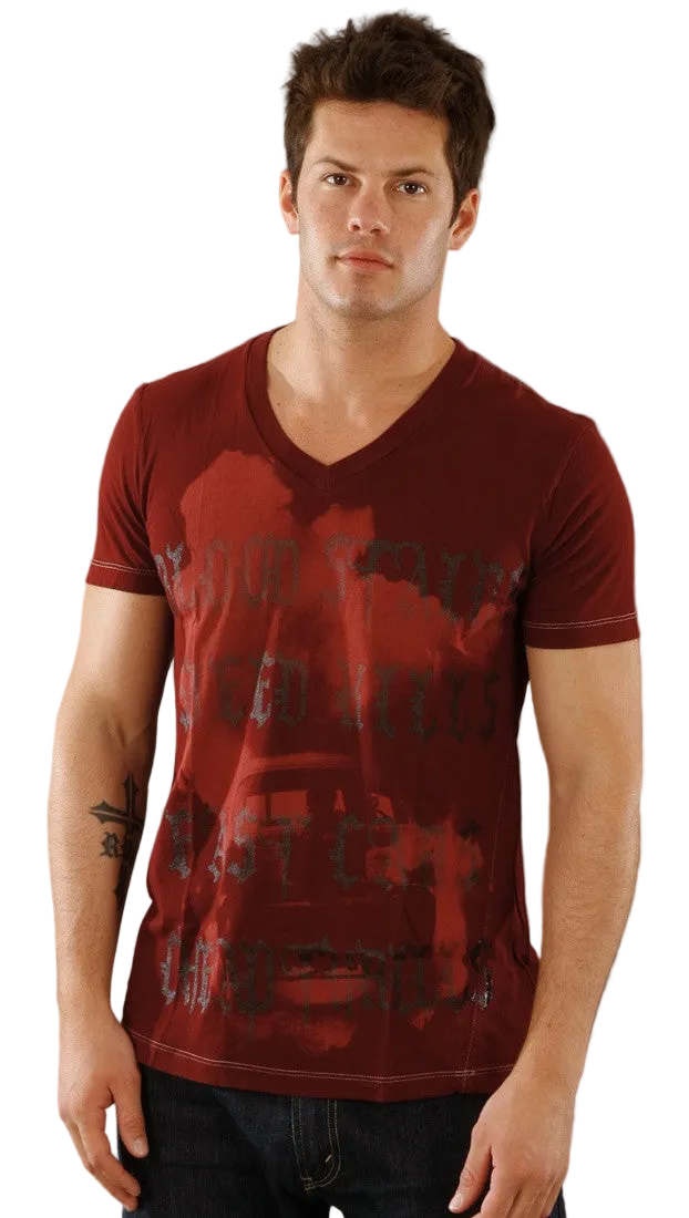 Salvage Cheap Thrills V-neck Tee in Red