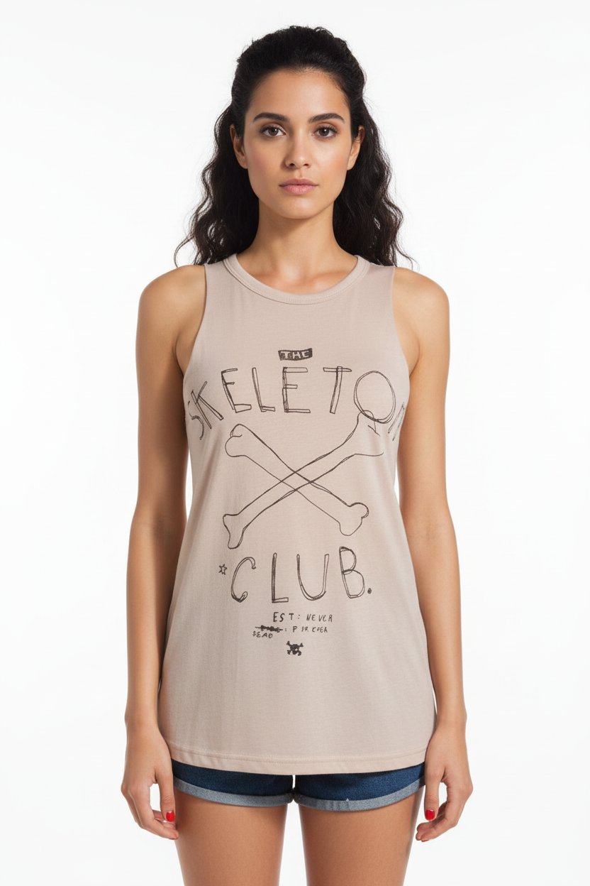 One Teaspoon Skeleton Club Ryder Tank in Wheat