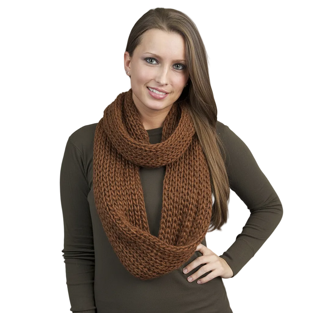 Brown Infinity Knit Circle Scarf