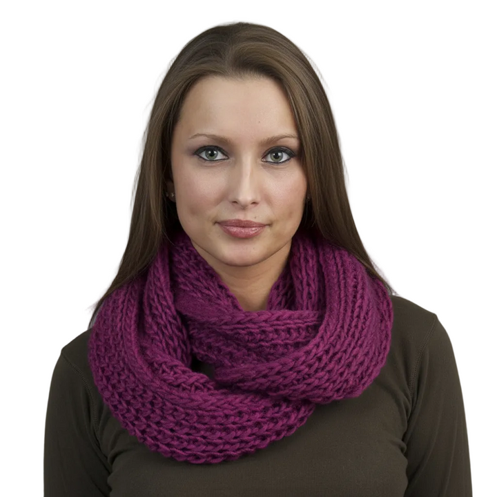Fuschia Infinity Knit Circle Scarf