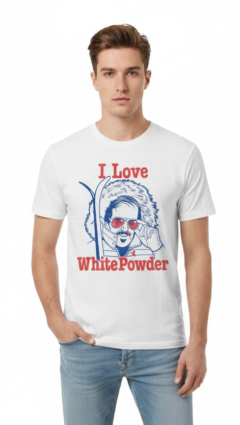 local celebrity I love white powder bloody nose mens shirt