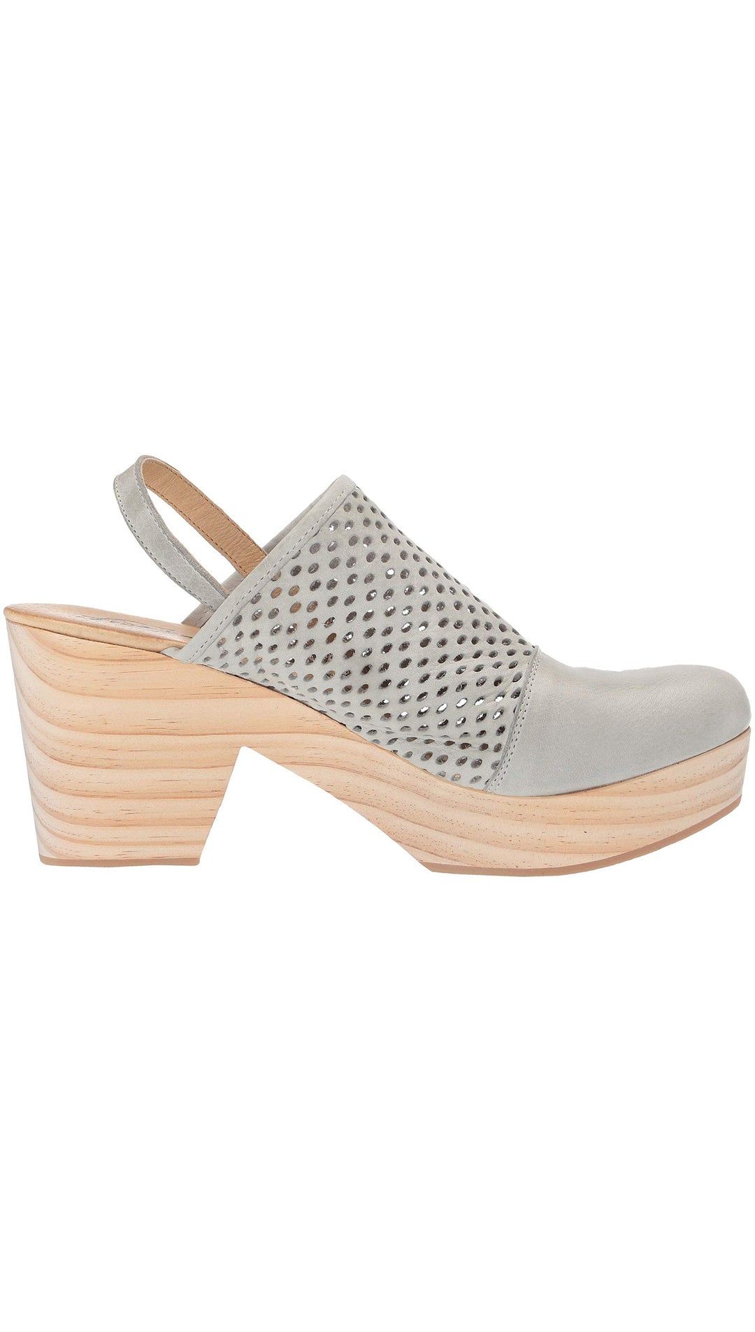 Free People Logan Grey Leather Preforated Sling Back Clogs I ShopAA