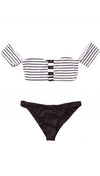 Beach Bunny Swimwear Fine Lines Crop Off Shoulder Bandeau Bikini Top