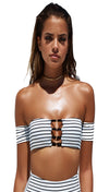 Fine Lines Crop Off Shoulder Bandeau Bikini Top Beach Bunny Swimwear