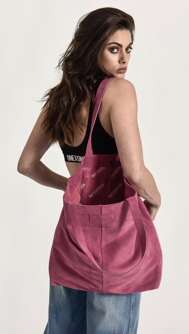 One Teaspoon Harlowe Large Oversized Suede Tote Bag Hot Pink | ShopAA