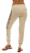 291 Les Amants Leopard Print Slim Track Sweat Pocket Pant Bone