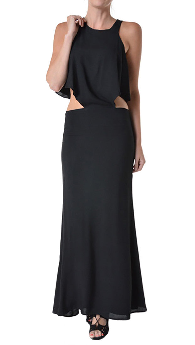 Cruz Maxi Dress in Black by Evenuel Boulee Open Back Long Dress
