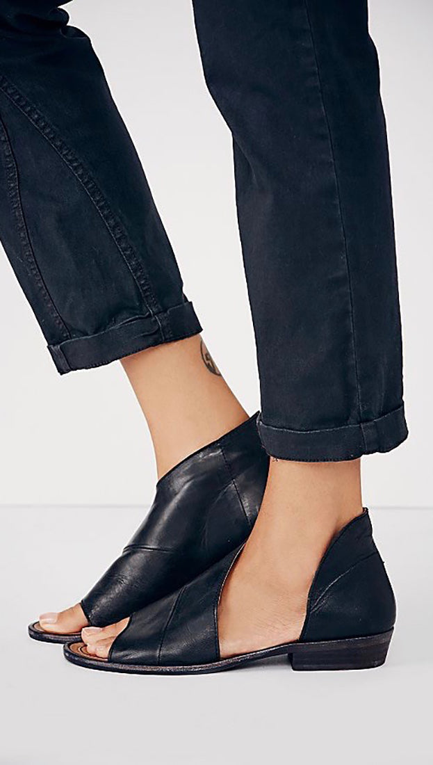 Free People Mont Blanc Sandal Black Leather Slip On Shoes | ShopAA