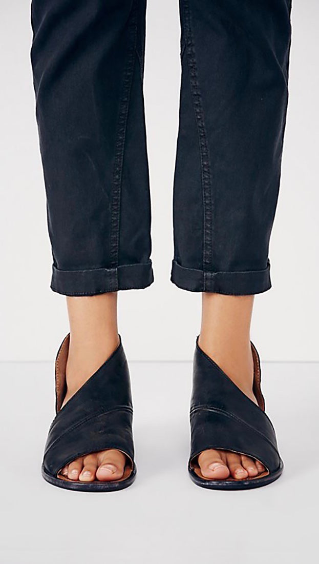 Free People Mont Blanc Sandal Black Leather Slip On Shoes | ShopAA