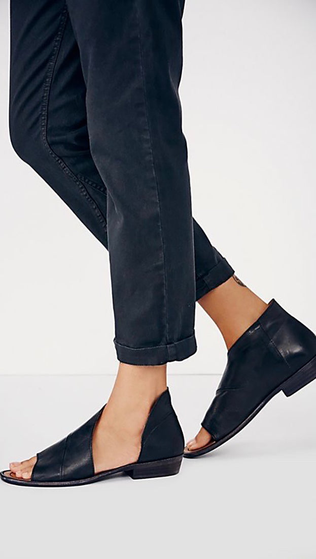 Free People Mont Blanc Sandal Black Leather Slip On Shoes | ShopAA