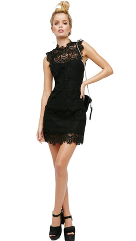 Free People Lace Daydream Bodycon Slip Dress Black l ShopAA