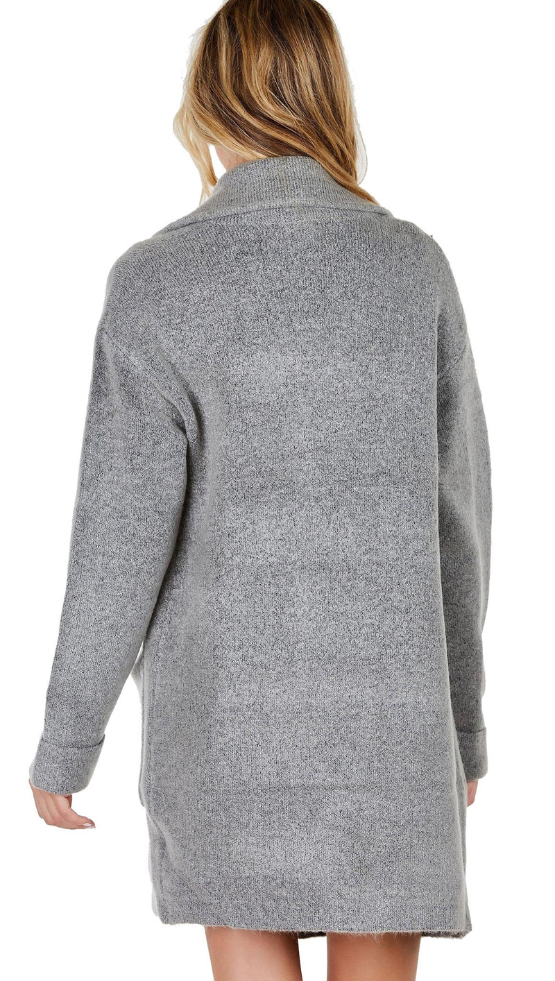 Lush Invested Blazer Cardigan Wool Sweater Jacket Heather Grey Open