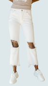 Free People Maggie Mid Rise Straight Leg White