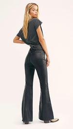 Free People Penny Pull On Flared Faux Leather Pants Black | ShopAA