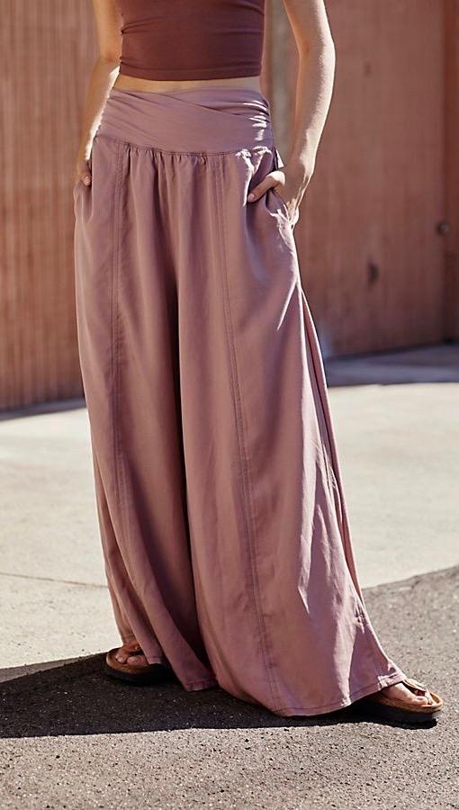 Free People Effortless Easy Pants Fireside Red Wide Leg High Waist | ShopAA